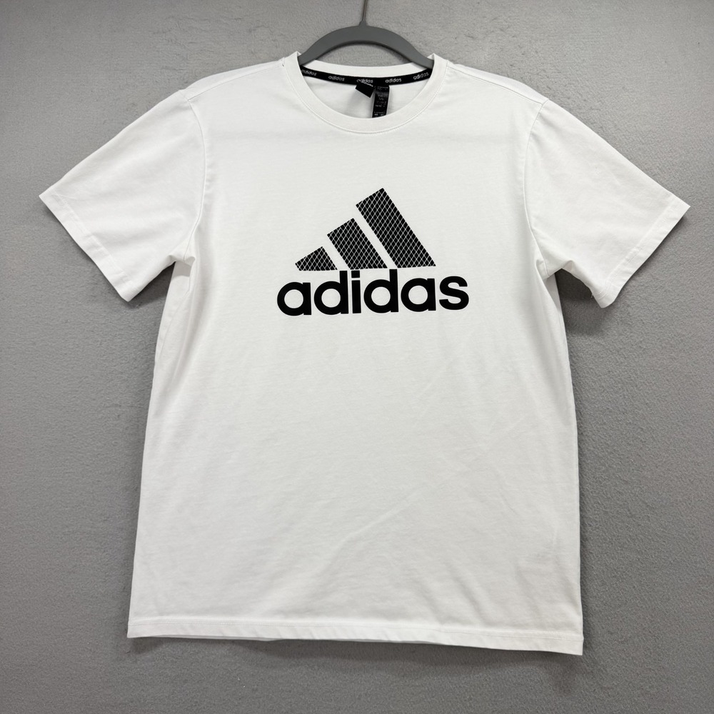 Adidas Primegreen Graphic T-Shirt Mens Small S White Black Logo Gym Cotton Tee